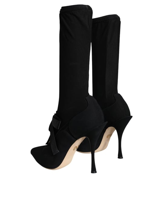 Dolce & Gabbana Schwarze Stiletto-Absatz Stiefel Halbhochschuhe - Image 5