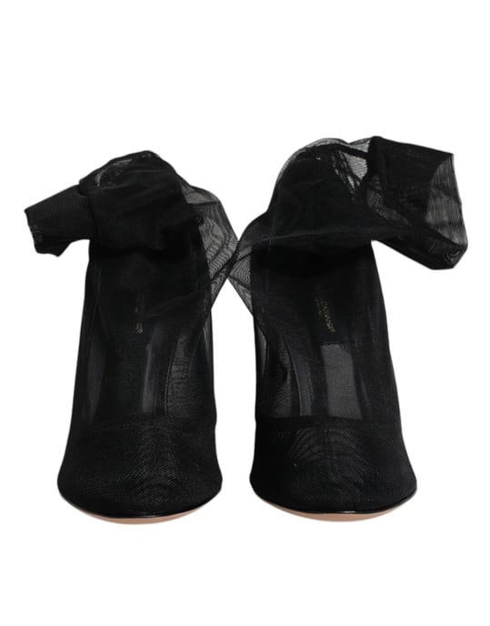Dolce & Gabbana Schwarze Nylon-Mesh-Socken-Stil-Stiefel Schuhe - Image 2