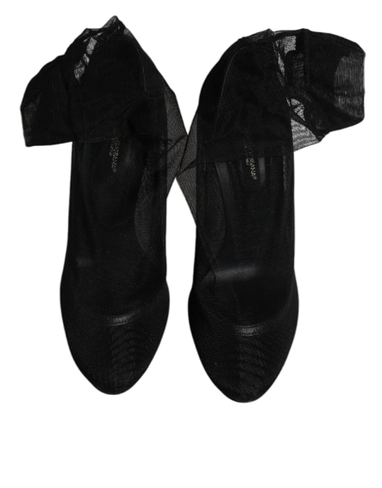 Dolce & Gabbana Schwarze Nylon-Mesh-Socken-Stil-Stiefel Schuhe - Image 3