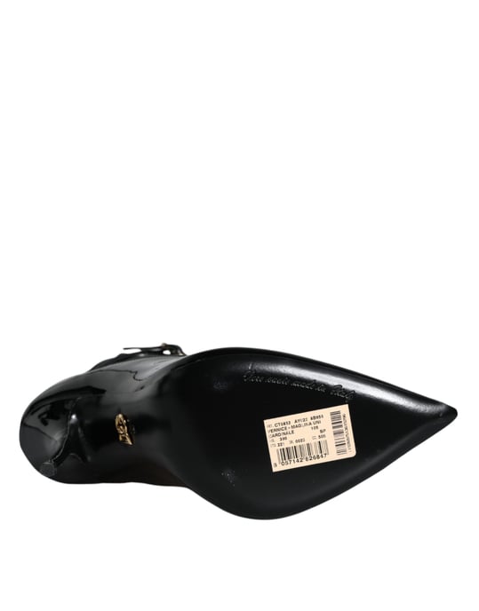 Dolce & Gabbana Schwarze Leder Stilettos Stiefel Socken Schuhe - Image 6