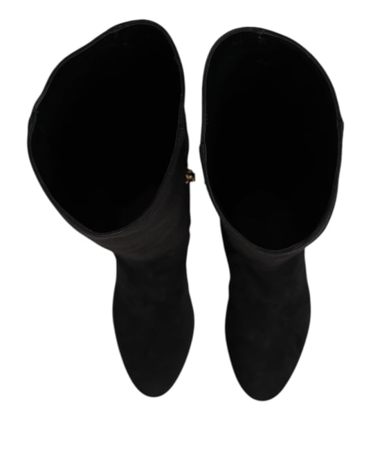 Dolce & Gabbana Schwarze Wildleder-Kniehohe Stiefel - Image 3