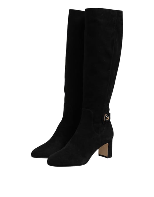 Dolce & Gabbana Schwarze Wildleder-Kniehohe Stiefel - Image 4