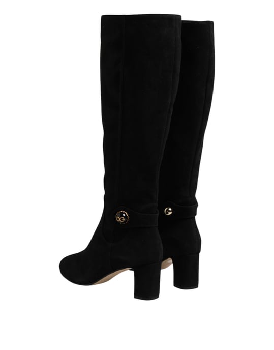 Dolce & Gabbana Schwarze Wildleder-Kniehohe Stiefel - Image 5