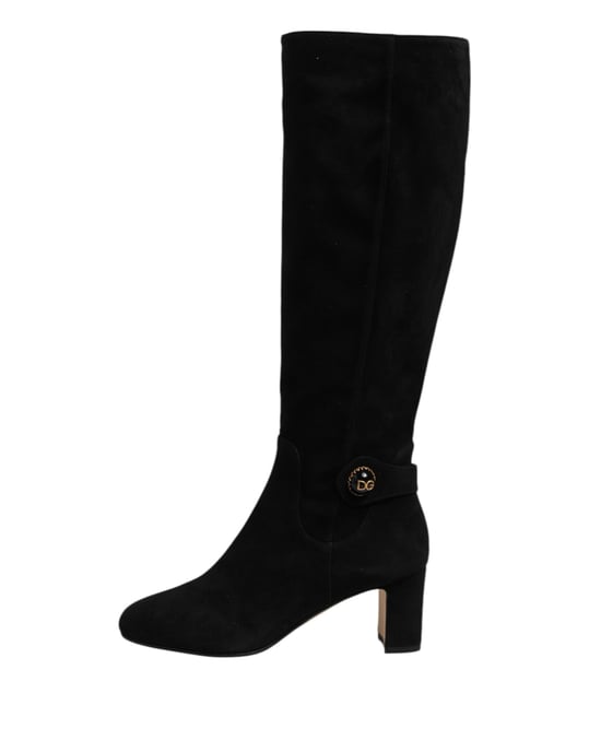 Dolce & Gabbana Schwarze Wildleder-Kniehohe Stiefel - Image 6