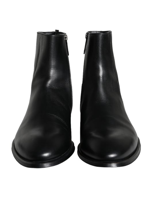 Dolce & Gabbana Schwarze Kalbsleder Herren Stiefel Herren Schuhe - Image 2