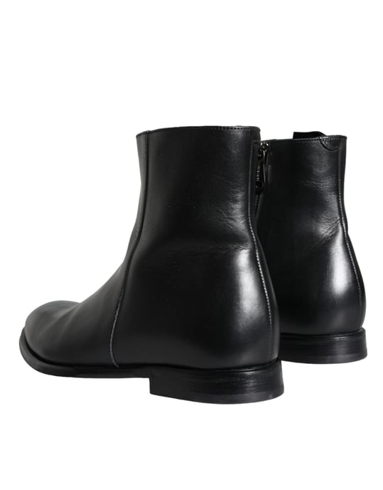 Dolce & Gabbana Schwarze Kalbsleder Herren Stiefel Herren Schuhe - Image 4