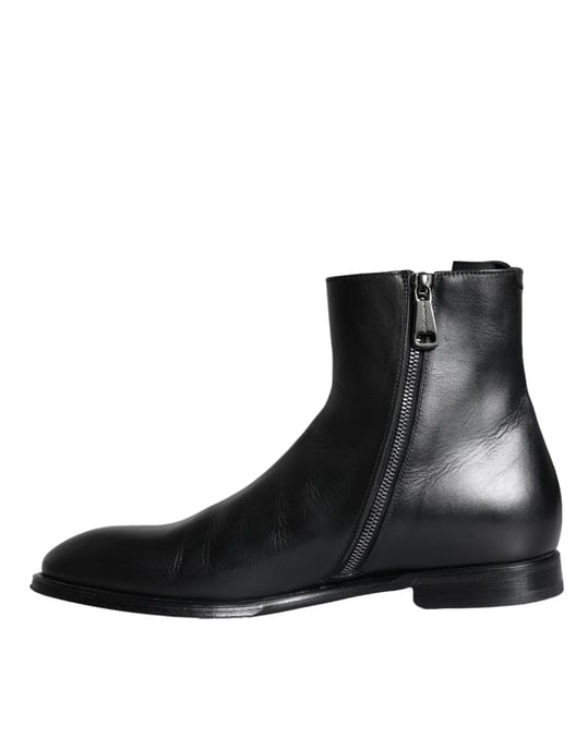 Dolce & Gabbana Schwarze Kalbsleder Herren Stiefel Herren Schuhe - Image 5
