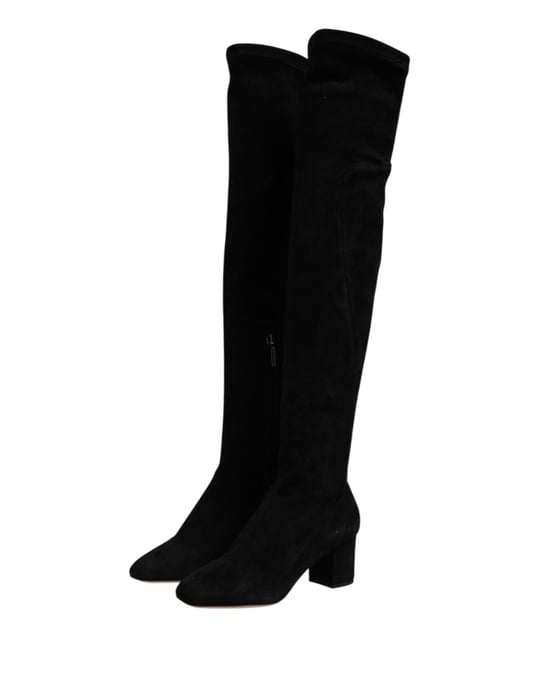 Dolce & Gabbana schwarze Wildleder kniehohe Stiefel Schuhe - Image 4