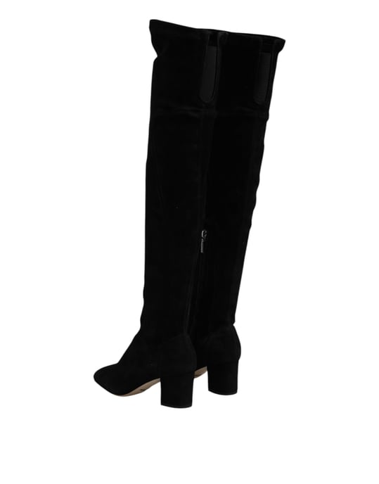 Dolce & Gabbana schwarze Wildleder kniehohe Stiefel Schuhe - Image 5