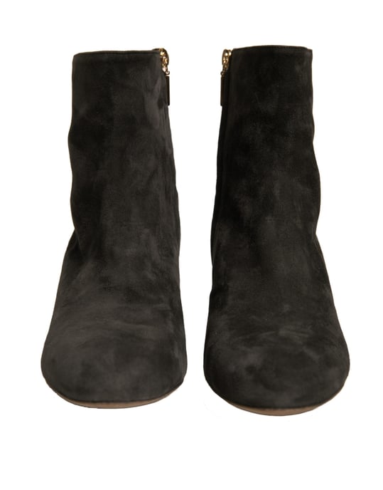 Dolce & Gabbana Schwarze Verzierter Absatz Stiefeletten Schuhe - Image 2