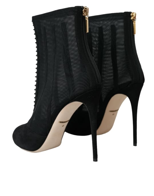 Dolce & Gabbana Schwarze Netz-Stiletto-Stiefeletten Schuhe - Image 3