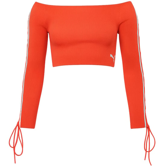 Puma x Rihanna Fenty Laced Sleeve Damen Roter Cropped Sweater - Image 1