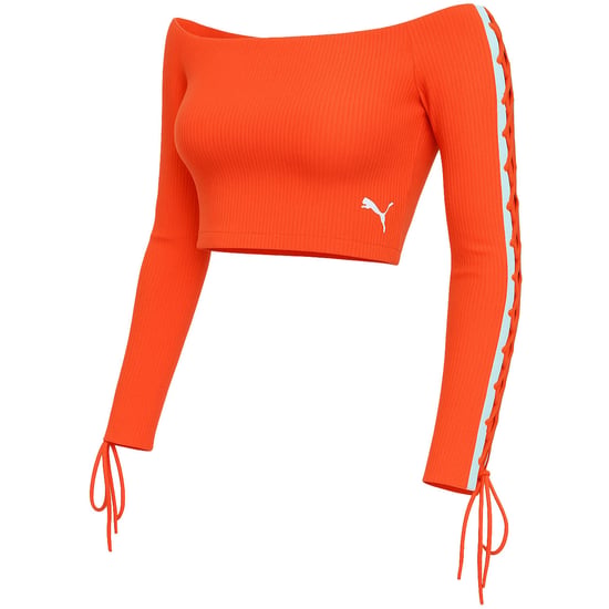 Puma x Rihanna Fenty Laced Sleeve Damen Roter Cropped Sweater - Image 2