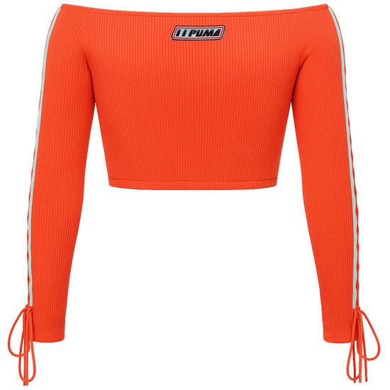 Puma x Rihanna Fenty Laced Sleeve Damen Roter Cropped Sweater - Image 3