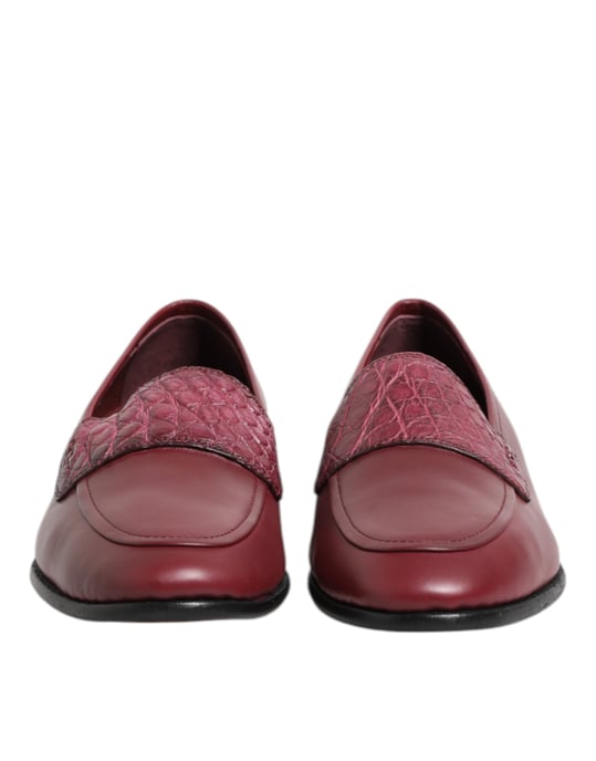Dolce & Gabbana burgunderfarbene lederne formelle Slipper - Image 2