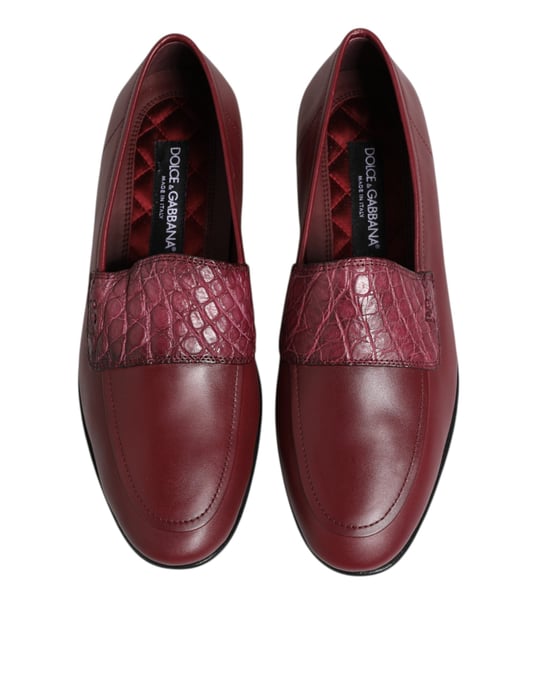 Dolce & Gabbana burgunderfarbene lederne formelle Slipper - Image 3