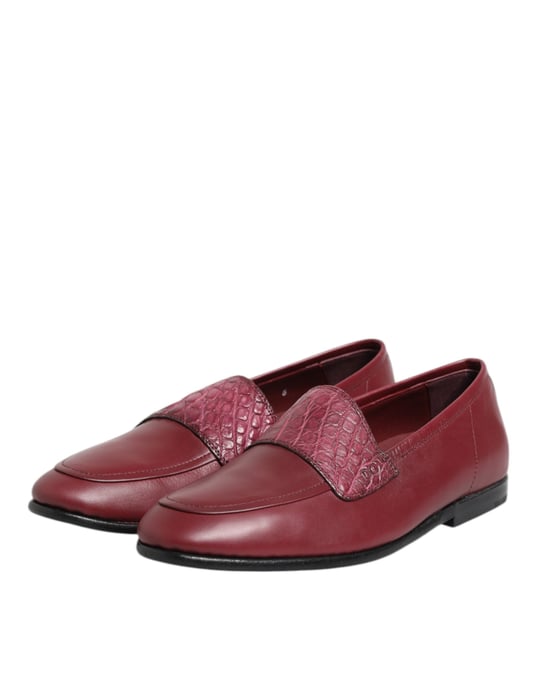 Dolce & Gabbana burgunderfarbene lederne formelle Slipper - Image 4