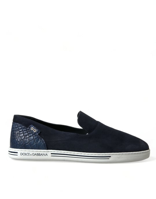Dolce & Gabbana Blaue Wildleder Kaiman Slipper Saint Tropez Schuhe - Image 1