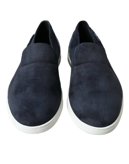 Dolce & Gabbana Blaue Wildleder Kaiman Slipper Saint Tropez Schuhe - Image 2