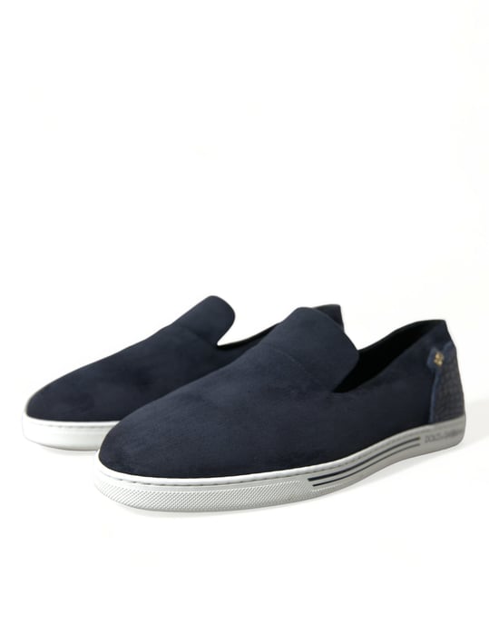 Dolce & Gabbana Blaue Wildleder Kaiman Slipper Saint Tropez Schuhe - Image 3