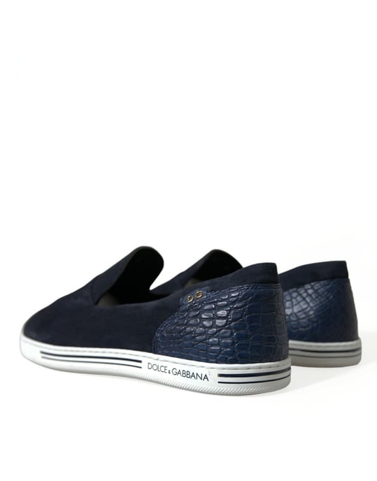 Dolce & Gabbana Blaue Wildleder Kaiman Slipper Saint Tropez Schuhe - Image 4