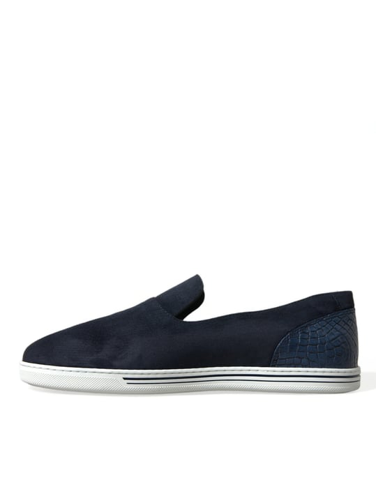 Dolce & Gabbana Blaue Wildleder Kaiman Slipper Saint Tropez Schuhe - Image 5