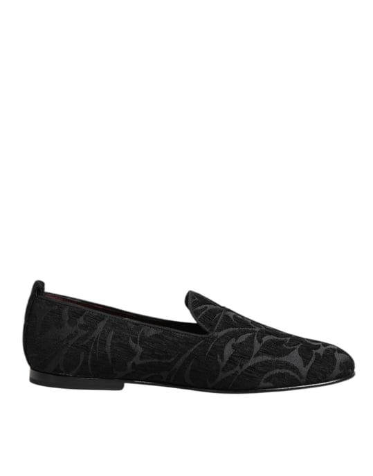 Dolce & Gabbana Schwarze Brokat Slipper Herrenanzugschuhe - Image 1