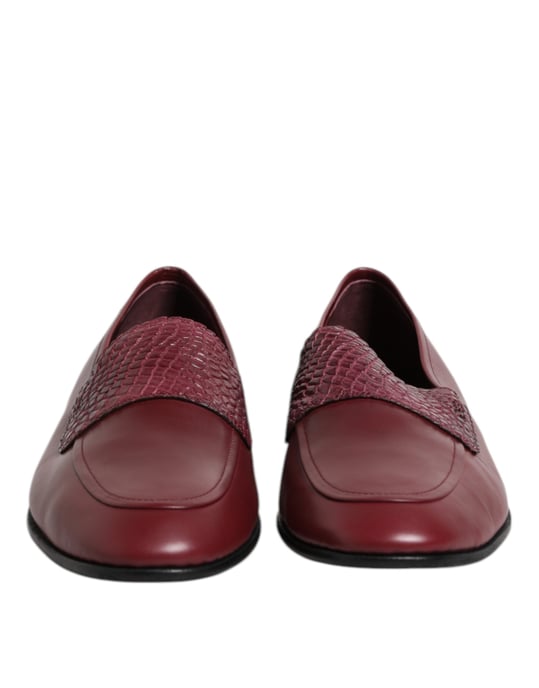 Dolce & Gabbana Bordeaux Kalbsleder Formelle Slipper Schuhe - Image 2