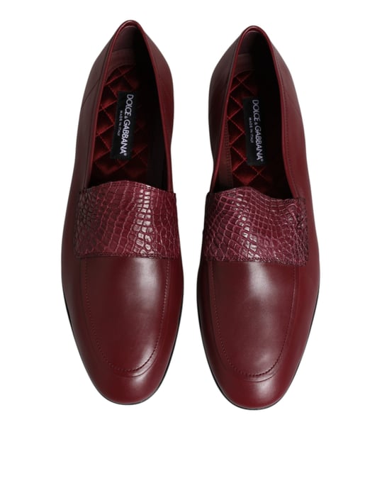 Dolce & Gabbana Bordeaux Kalbsleder Formelle Slipper Schuhe - Image 3