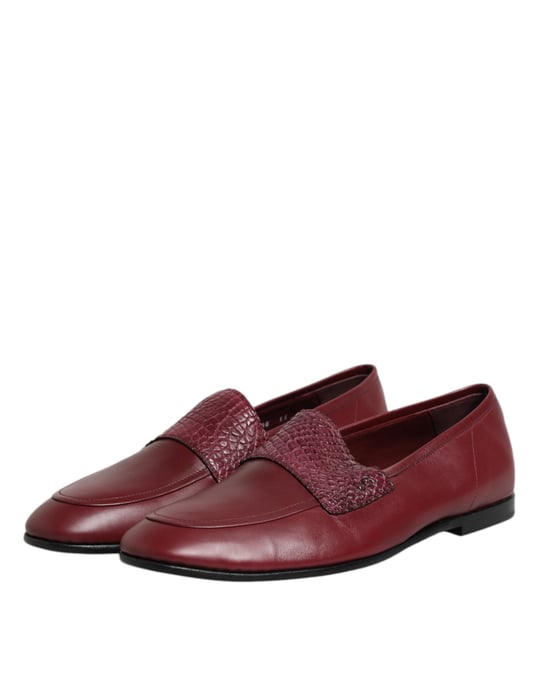Dolce & Gabbana Bordeaux Kalbsleder Formelle Slipper Schuhe - Image 4