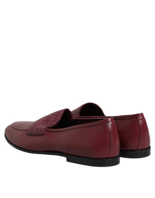 Dolce & Gabbana Bordeaux Kalbsleder Formelle Slipper Schuhe - Image 5
