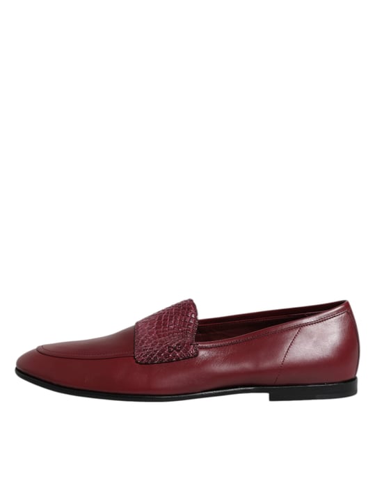 Dolce & Gabbana Bordeaux Kalbsleder Formelle Slipper Schuhe - Image 6