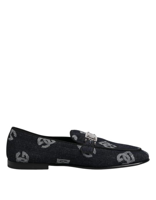 Dolce & Gabbana Blaue Logo Baumwoll Loafers formelle Dressschuhe - Image 1