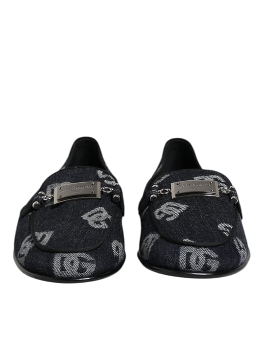 Dolce & Gabbana Blaue Logo Baumwoll Loafers formelle Dressschuhe - Image 2