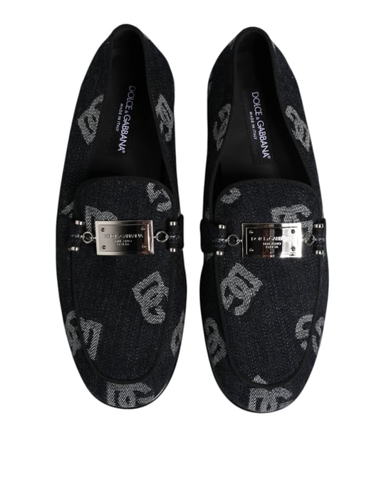 Dolce & Gabbana Blaue Logo Baumwoll Loafers formelle Dressschuhe - Image 3