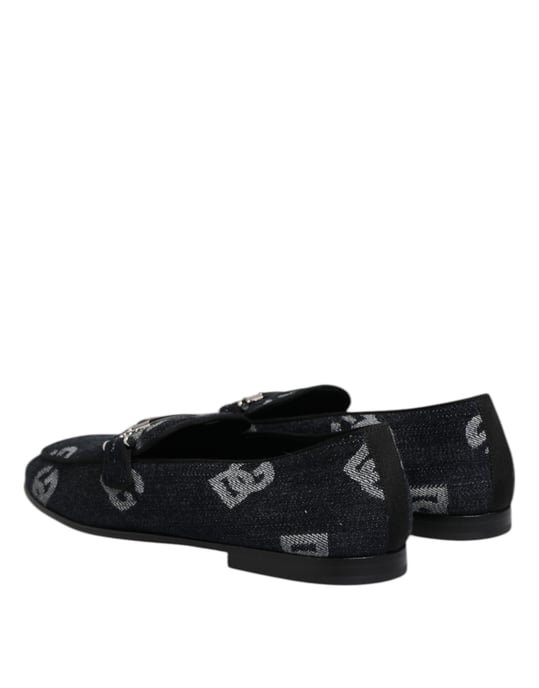 Dolce & Gabbana Blaue Logo Baumwoll Loafers formelle Dressschuhe - Image 5
