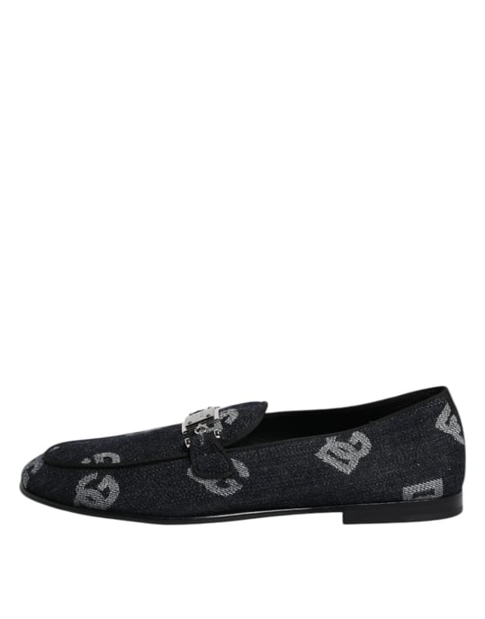 Dolce & Gabbana Blaue Logo Baumwoll Loafers formelle Dressschuhe - Image 6