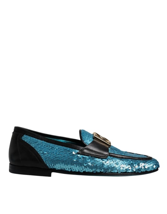 Dolce & Gabbana Blaue Pailletten Slipper Elegante Schuhen - Image 1
