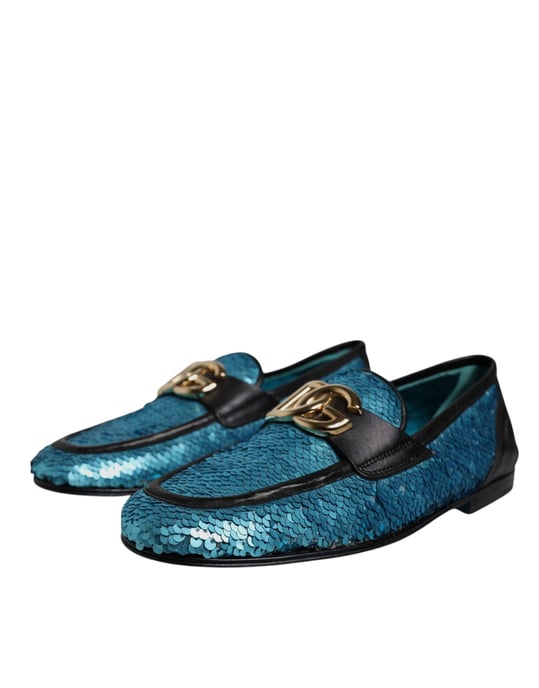 Dolce & Gabbana Blaue Pailletten Slipper Elegante Schuhen - Image 2