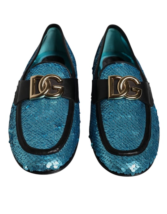 Dolce & Gabbana Blaue Pailletten Slipper Elegante Schuhen - Image 3