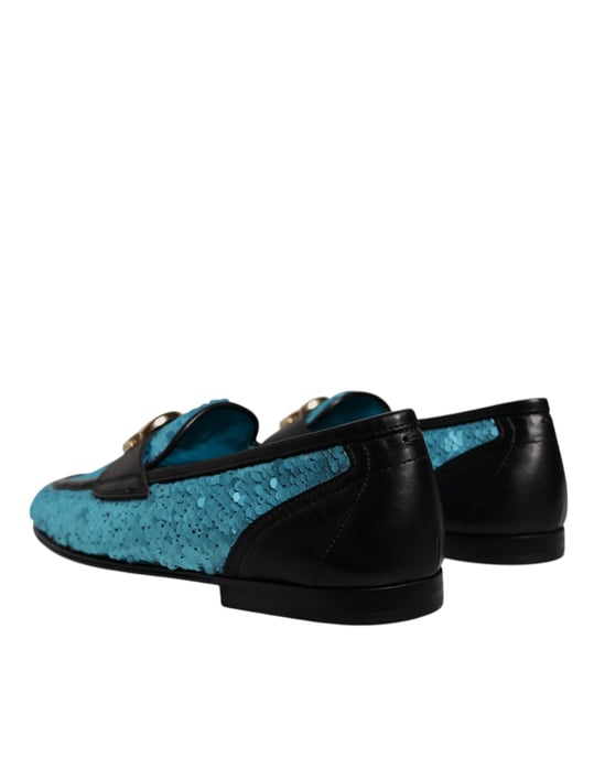 Dolce & Gabbana Blaue Pailletten Slipper Elegante Schuhen - Image 4