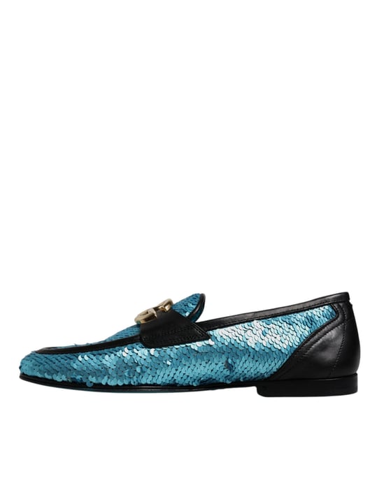 Dolce & Gabbana Blaue Pailletten Slipper Elegante Schuhen - Image 5