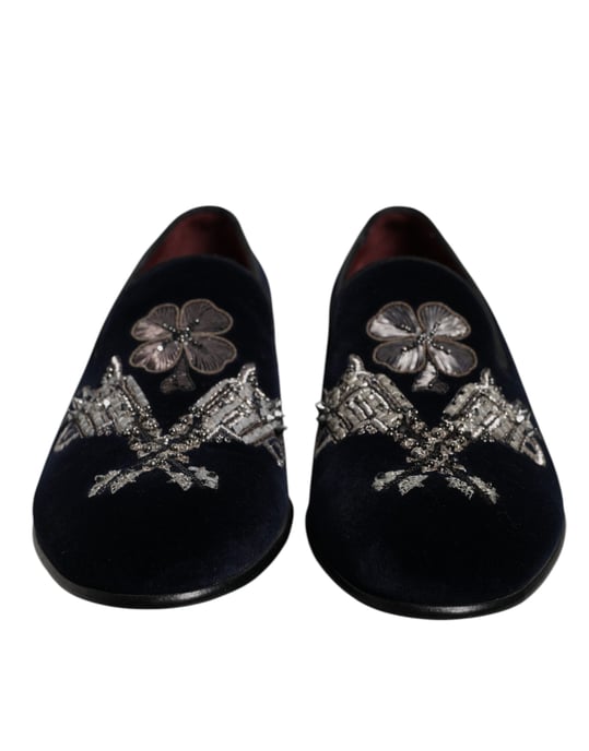 Dolce & Gabbana Schwarze Samt Blumengun Loafer Anzugschuhe - Image 2