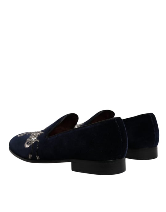 Dolce & Gabbana Schwarze Samt Blumengun Loafer Anzugschuhe - Image 4