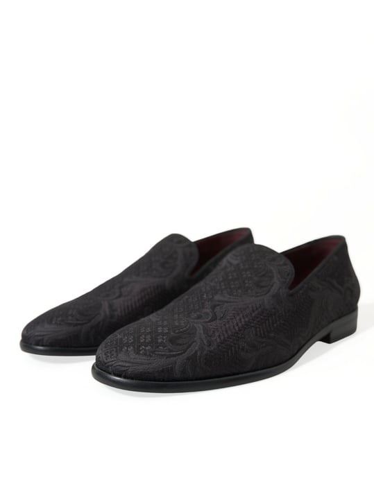 Dolce & Gabbana Schwarze Brokat Herren Slipper Dressschuhe - Image 3