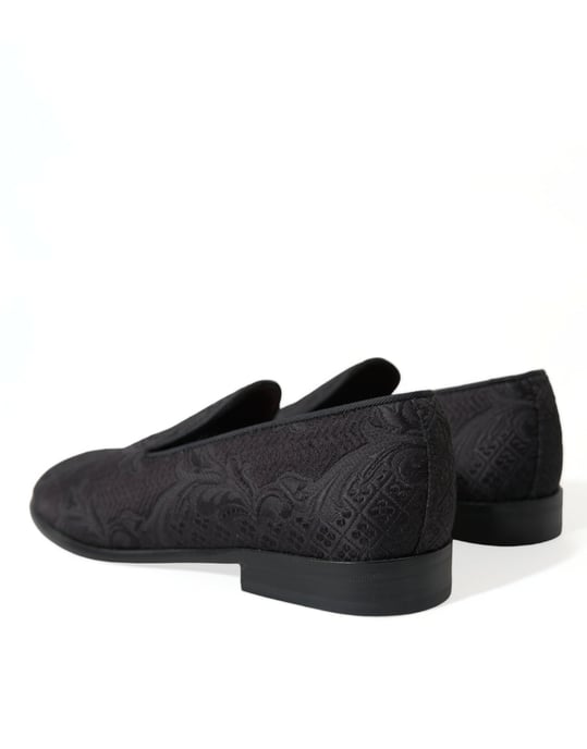 Dolce & Gabbana Schwarze Brokat Herren Slipper Dressschuhe - Image 4