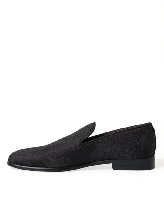 Dolce & Gabbana Schwarze Brokat Herren Slipper Dressschuhe - Image 5