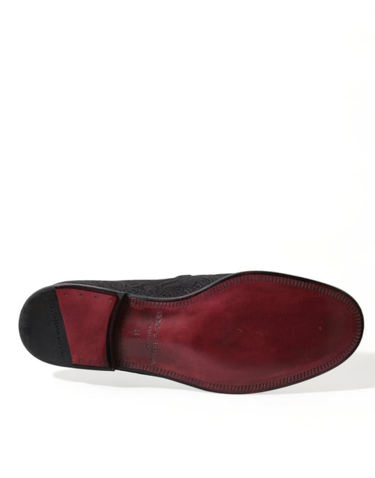 Dolce & Gabbana Schwarze Brokat Herren Slipper Dressschuhe - Image 6