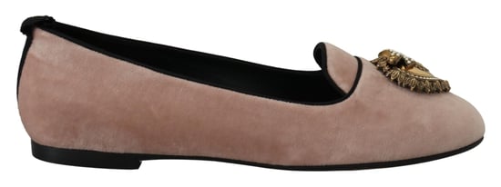 Dolce & Gabbana Rosa Samt Slipper Loafer Flachschuhe - Image 1