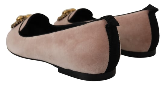 Dolce & Gabbana Rosa Samt Slipper Loafer Flachschuhe - Image 3